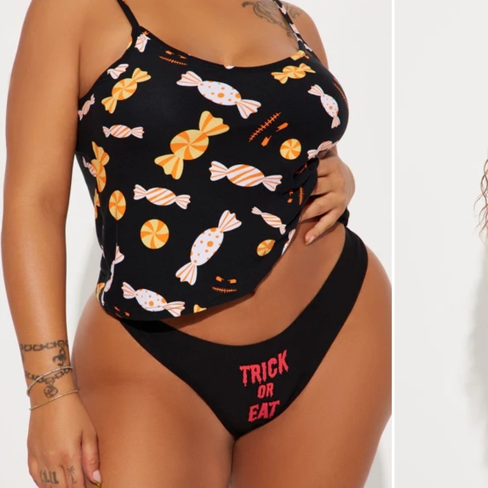 Fashion Nova Black Candy Print Pajama Set